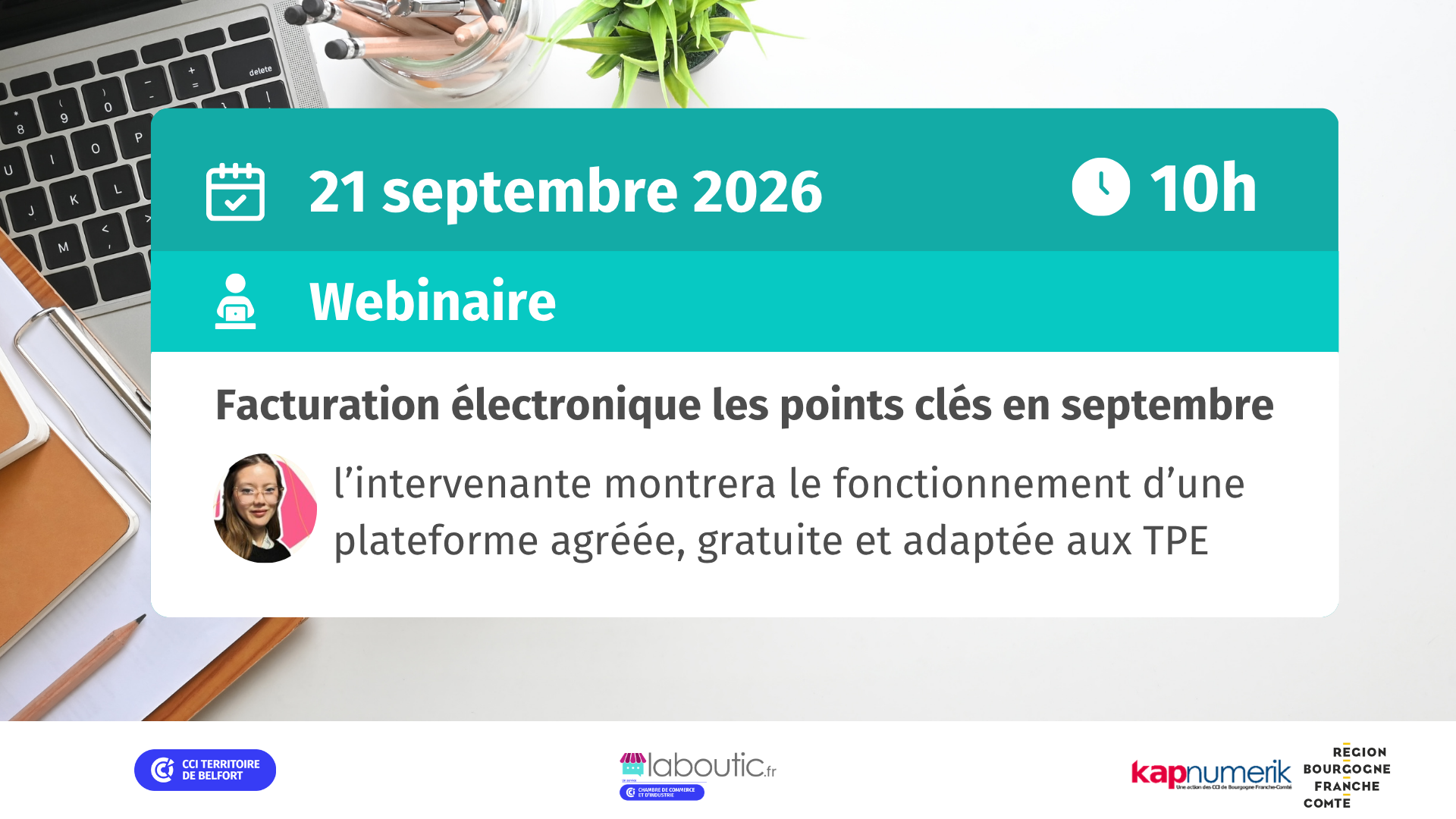 webinaire facturation électronique, avec démonstration d'une plateforme agréée, lundi 21 septembre 2026